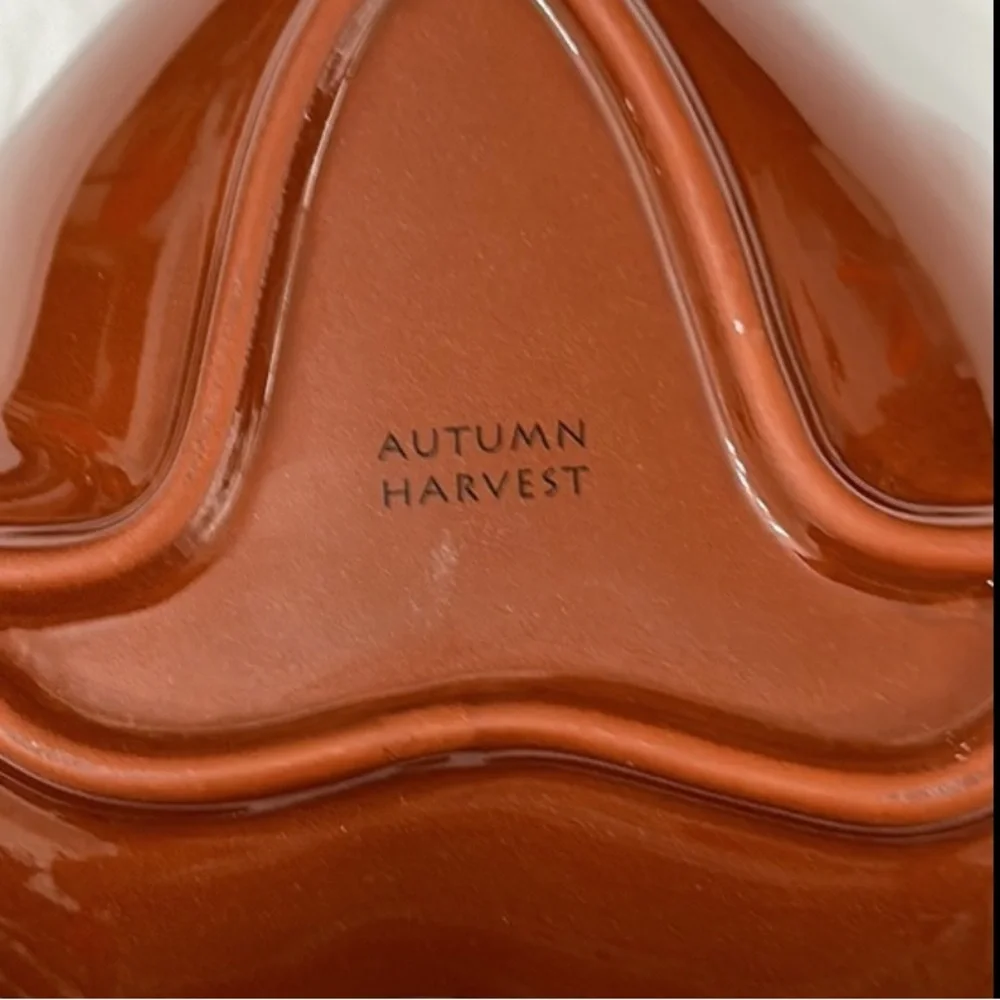 Autumn Harvest Hand Painted Green Leaf Plate & Bowl Dish Set